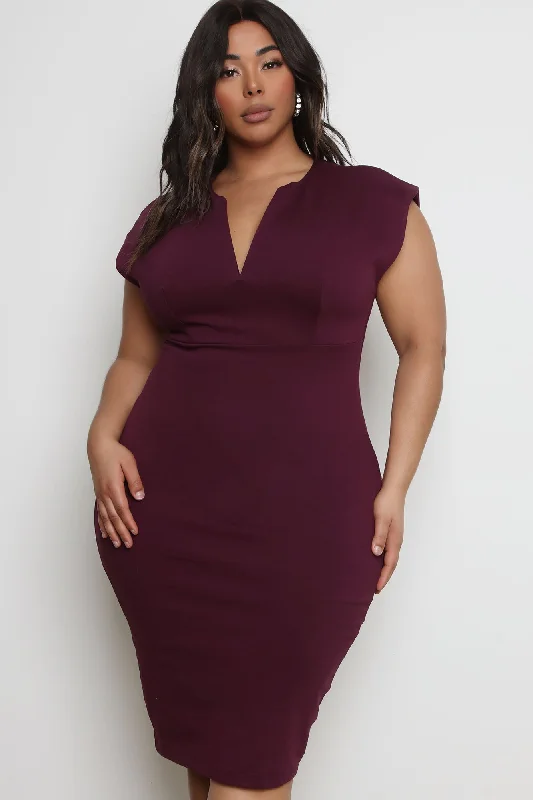 CEO Moves Midi Dress - Eggplant