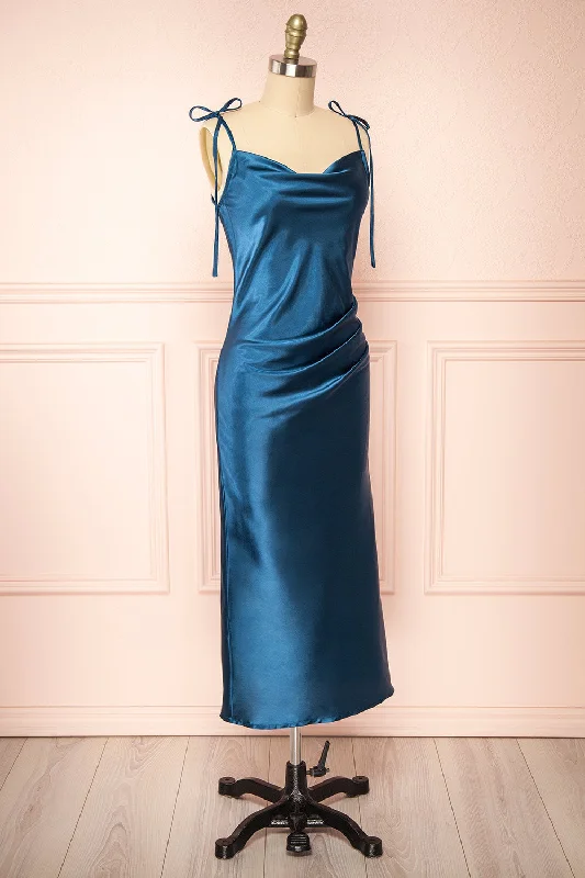 Elyse Royal Blue | Cowl Neck Midi Dress