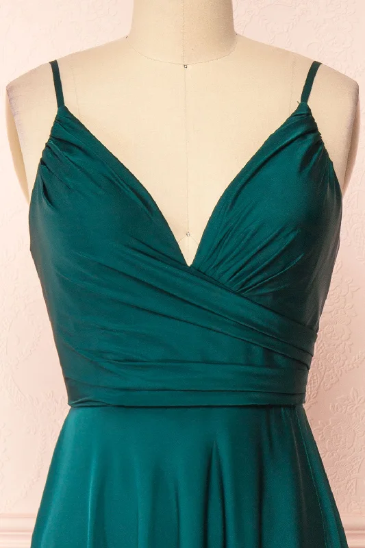 Lizza Green | Satin Maxi Dress w/ Slit