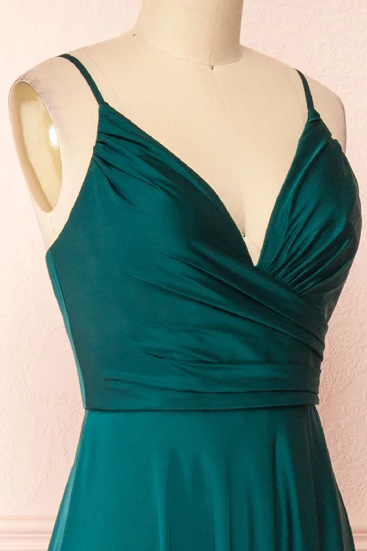 Lizza Green | Satin Maxi Dress w/ Slit