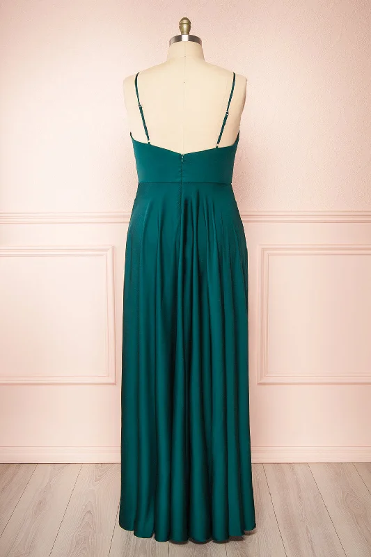 Lizza Green | Satin Maxi Dress w/ Slit