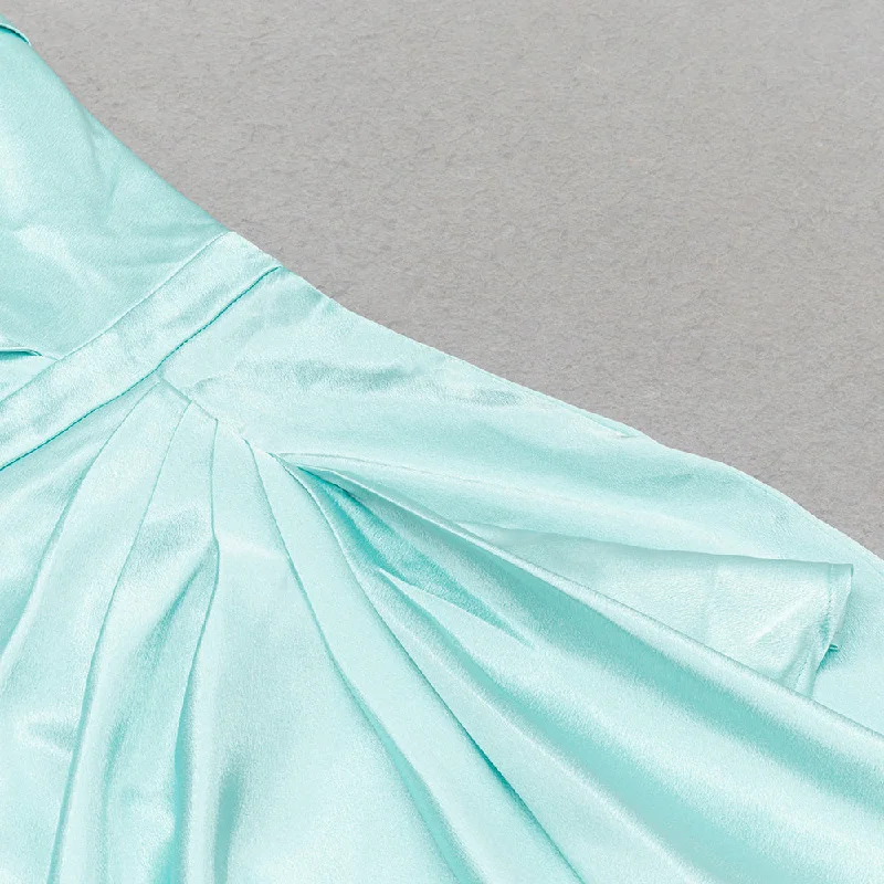 SATIN SLEEVELESS MIDI DRESS IN MINT GREEN