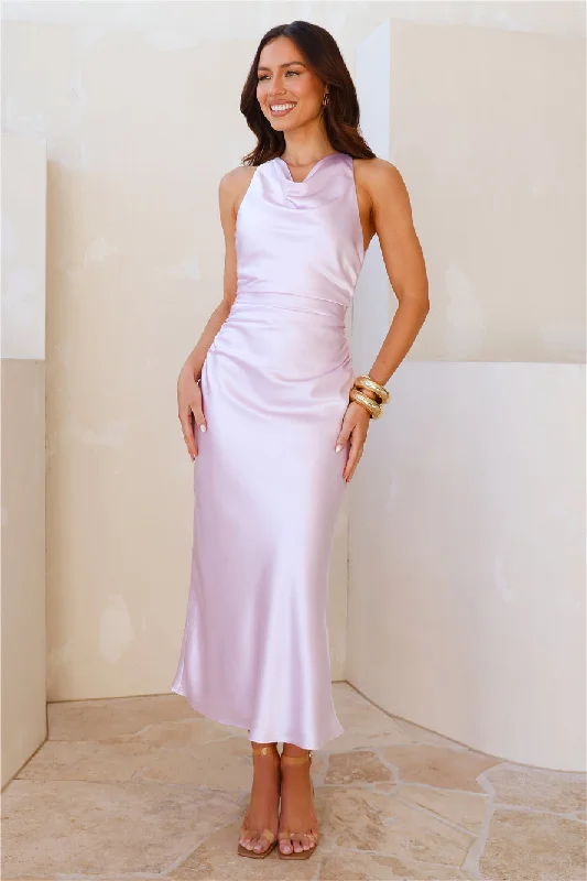 Splendor Satin Midi Dress Lilac