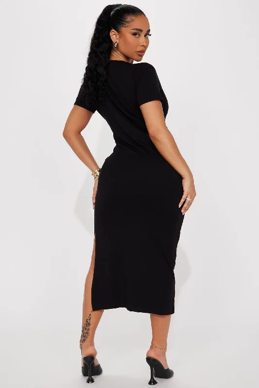 Tatianna T-Shirt Midi Dress - Black