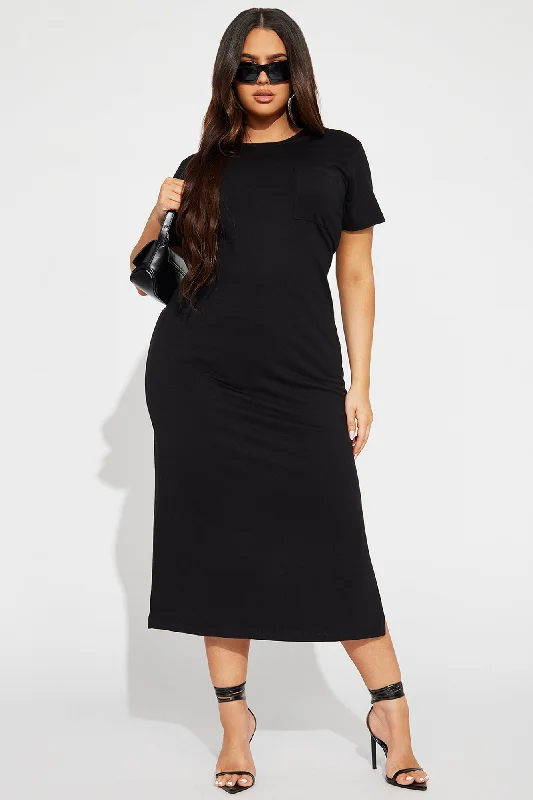 Tatianna T-Shirt Midi Dress - Black