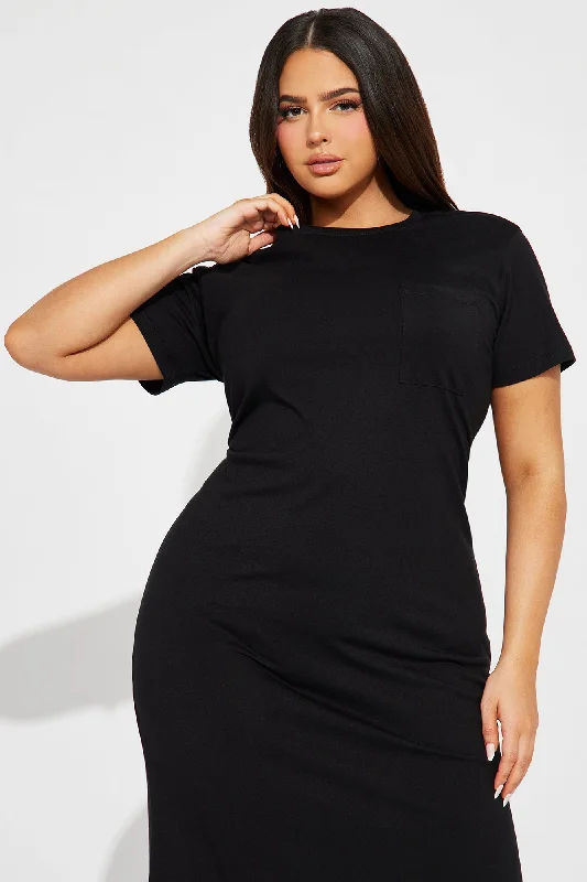 Tatianna T-Shirt Midi Dress - Black