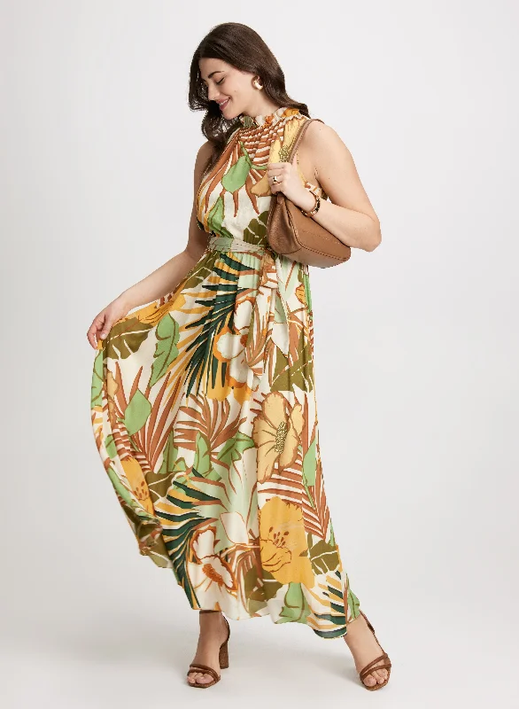 Tropical Motif Maxi Dress