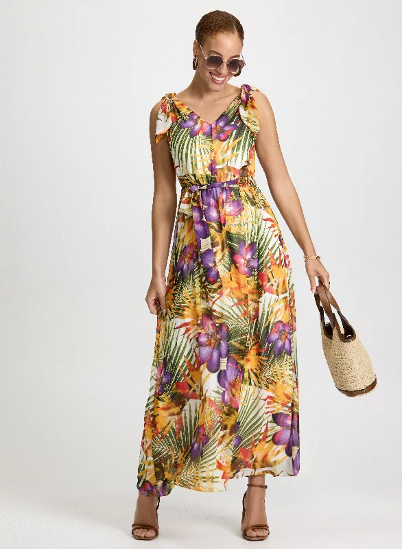 Tropical Print Maxi Dress