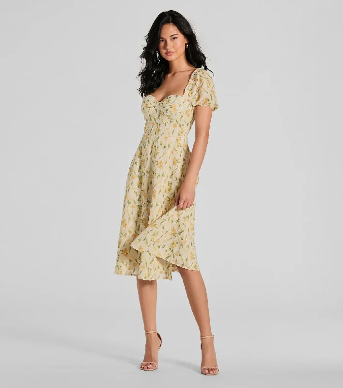 When Life Gives You Lemons Sweetheart A-Line Midi Dress