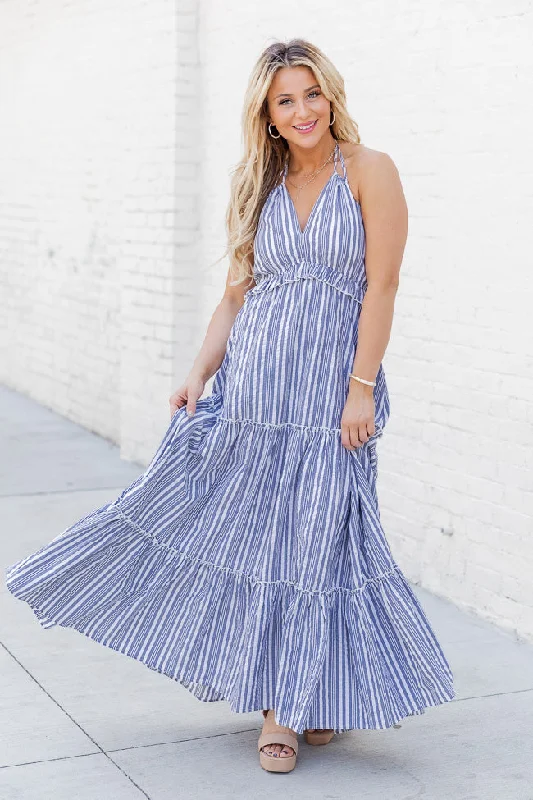 All I Want Is You Blue Striped Maxi Dress FINAL SALE