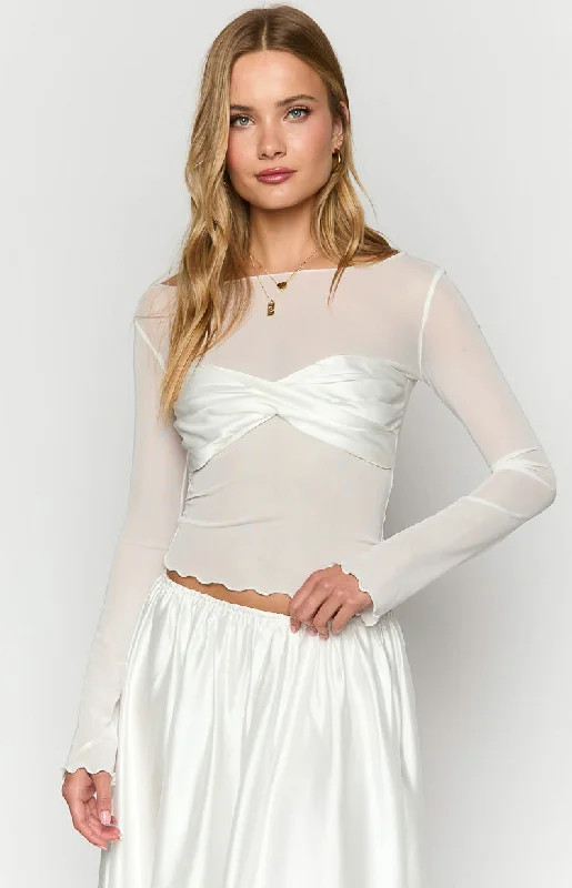 Alonza White Long Sleeve Top