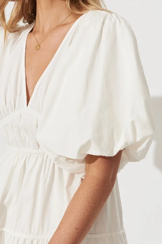 Amalie Midi Dress In White Cotton