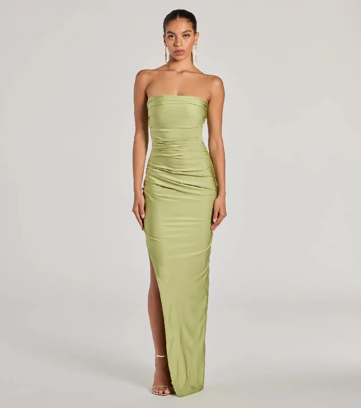 Anisley Strapless High Slit Slim Formal Dress