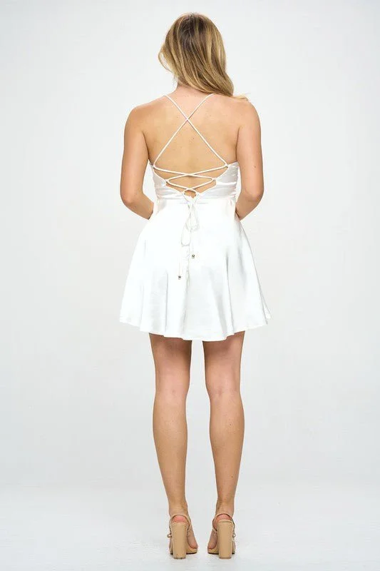 Aphrodite White Satin Bustier Dress