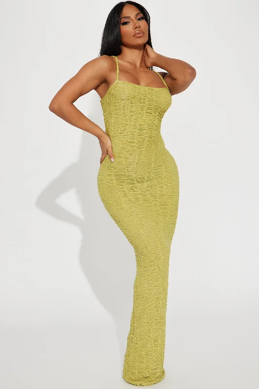 Ari Textured Maxi Dress - Chartreuse