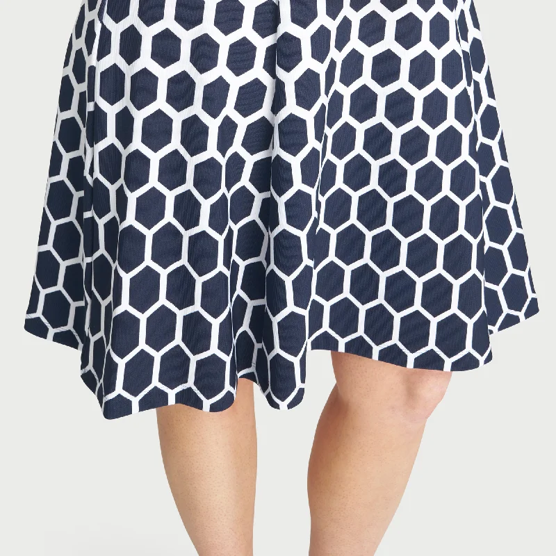 Becca Navy Polka Dot A-Line Dress