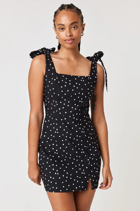 Black White Dot Slim Dress