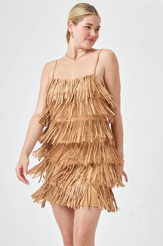 Caramel Suede Fringe Dress