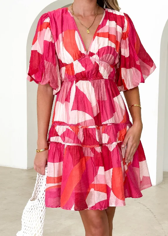 Channing Dress - Pink Geo