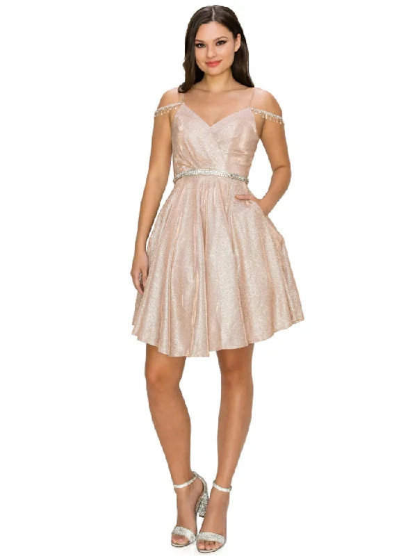 Rose Gold Pleated Bodice Junior Bridesmaid Dress for Women, Sizes XS-3XL