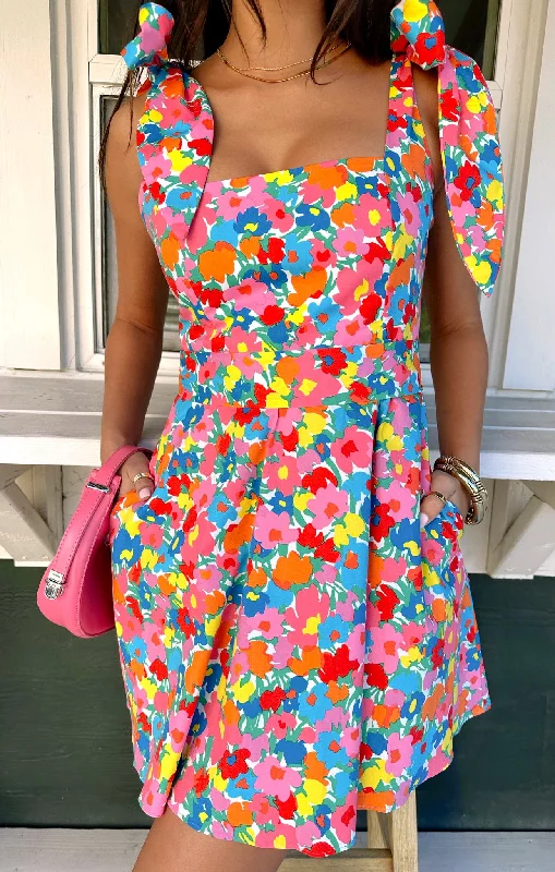 Claire Mini Dress ~ Bright Begonias