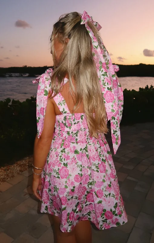 Claire Mini Dress ~ Cottage Floral Pink