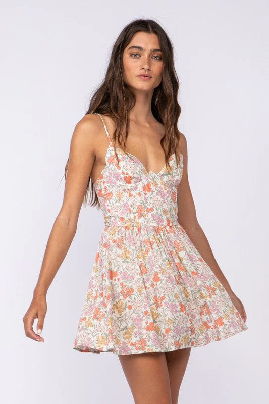 Dalia Cream Elfin Garden Print Cami Dress