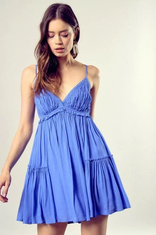 Dani Periwinkle Blue Cami Ruffle Mini Dress