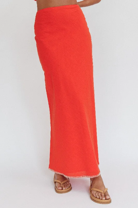 Dose Of Sunshine Blanket Stitch Skirt Orange