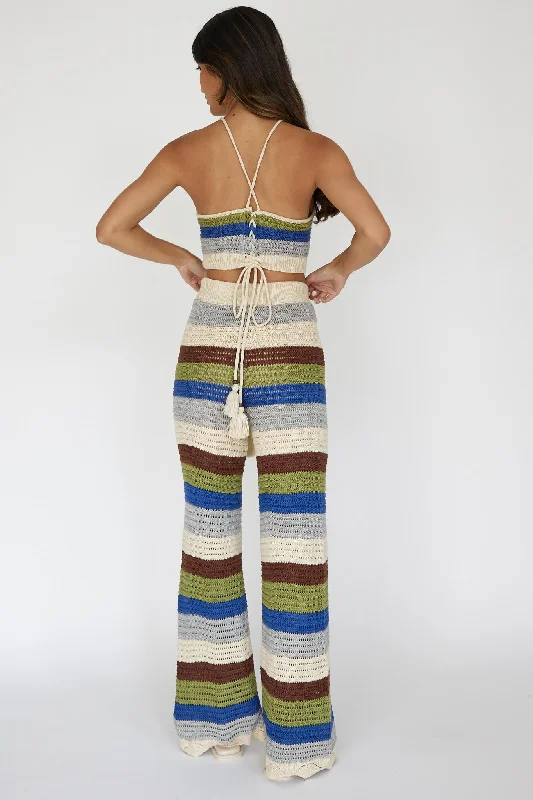 Dream Believer Crochet Pants Stripe Blue Multi