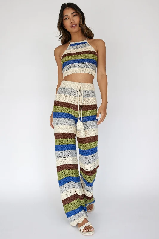 Dream Believer Crochet Pants Stripe Blue Multi