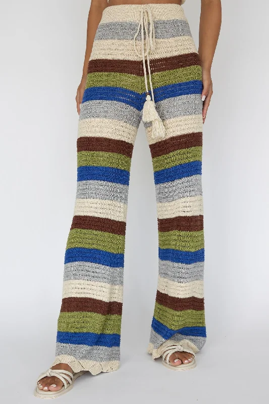 Dream Believer Crochet Pants Stripe Blue Multi