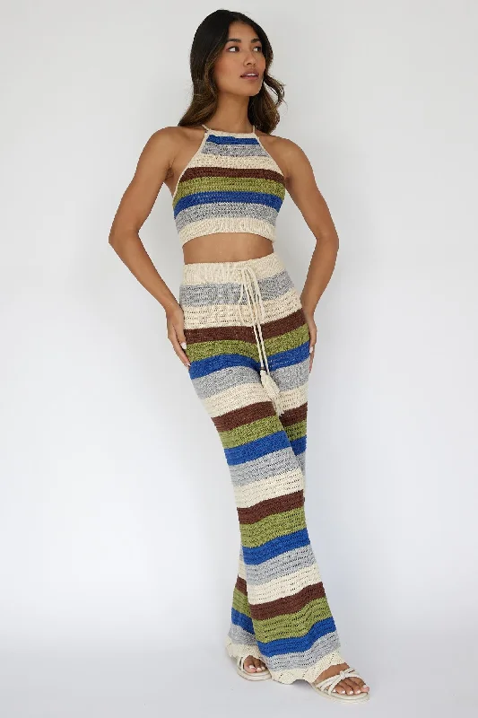 Dream Believer Crochet Pants Stripe Blue Multi