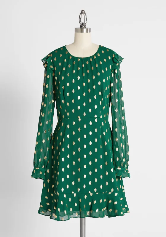 Emerald Confetti Chiffon Mini Dress