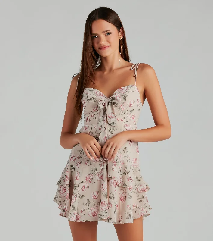 Enchanting Romance Floral Chiffon Short Dress