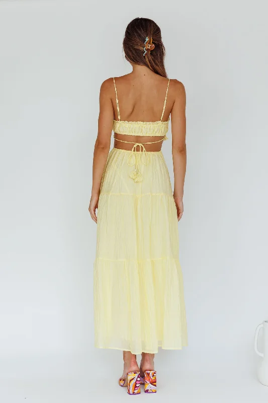 Eyona Cut-Out Waist Tie Maxi Dress Lemon