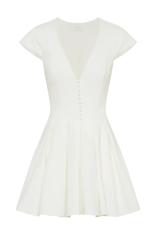 Keely Cotton Cap Sleeve Mini Dress - White