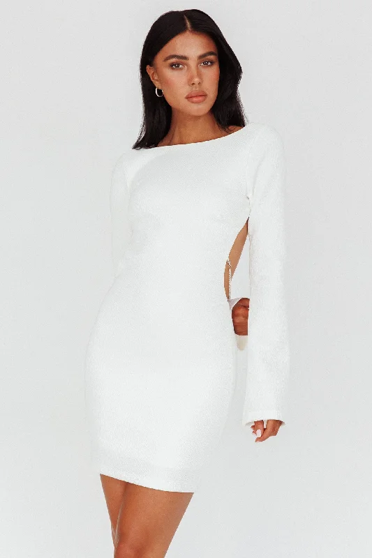 Lakshmi Long Sleeve Open Back Mini Dress White