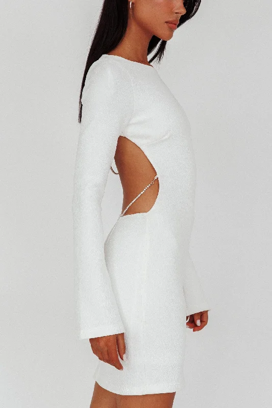 Lakshmi Long Sleeve Open Back Mini Dress White