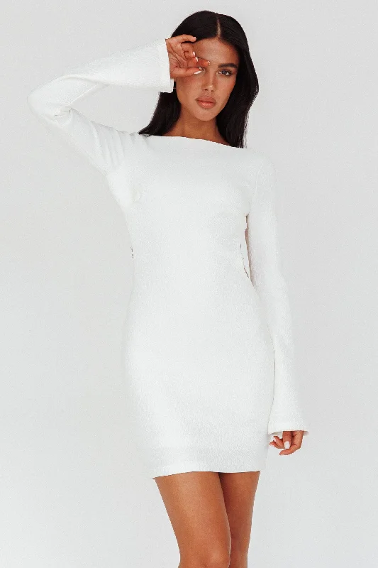 Lakshmi Long Sleeve Open Back Mini Dress White