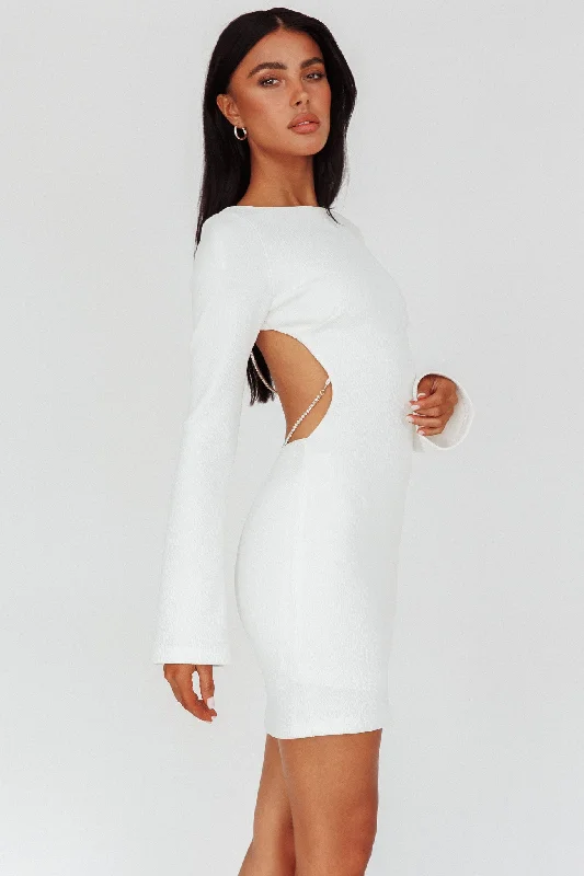 Lakshmi Long Sleeve Open Back Mini Dress White