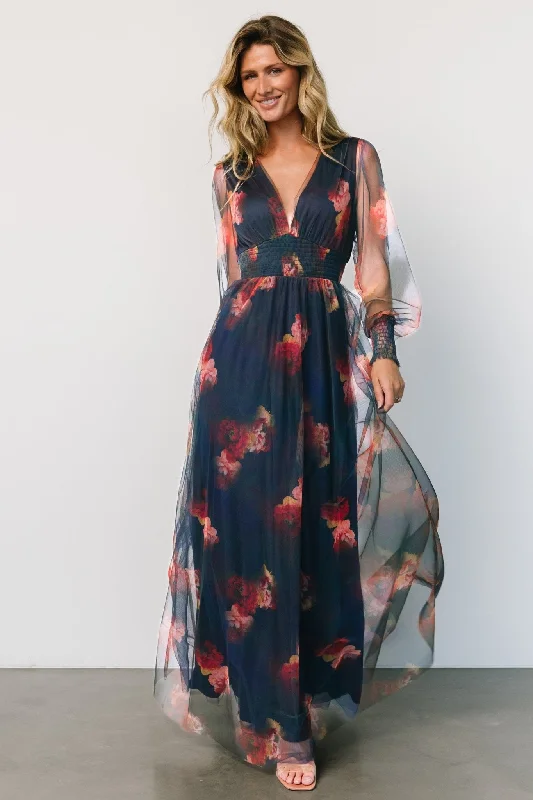 Layla Tulle Maxi Dress | Topaz Ombre Floral