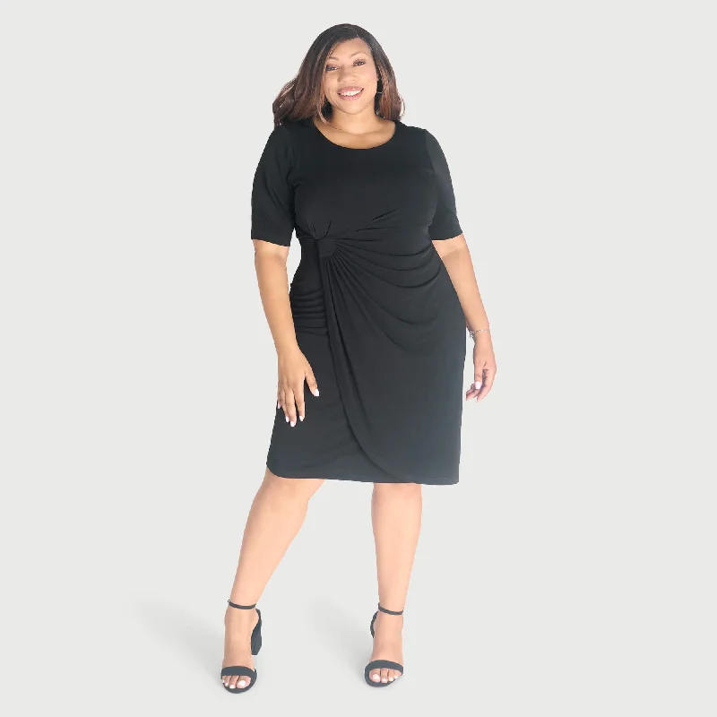 Lisa Black Faux Wrap Dress