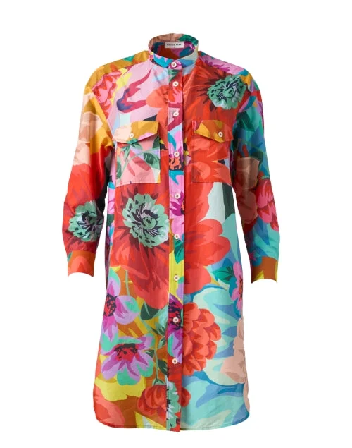 Lucia Multi Print Cotton Shirt Dress