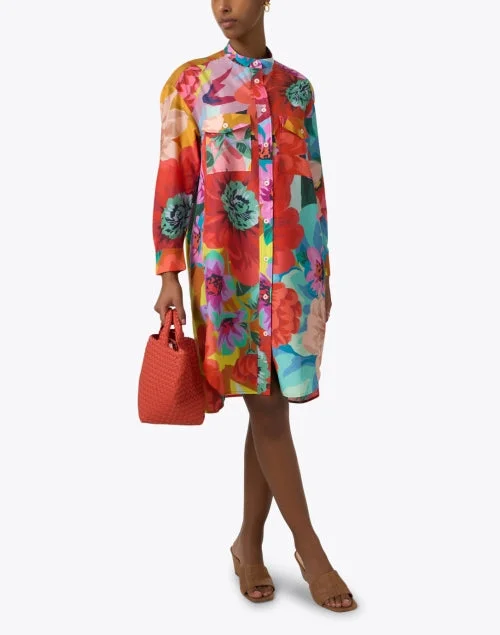 Lucia Multi Print Cotton Shirt Dress