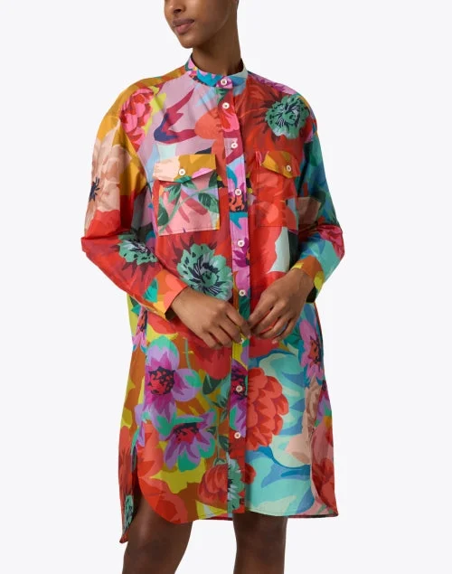 Lucia Multi Print Cotton Shirt Dress