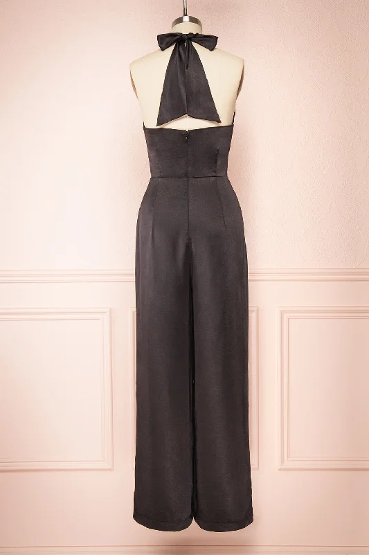 Paige Black | Sleeveless Satin Jumpsuit w/ Belt