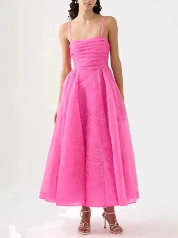 Sling strapless waist long dress