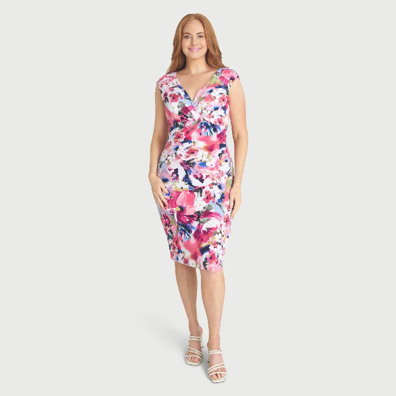 Penelope Salmon Floral Sleeveless Dress