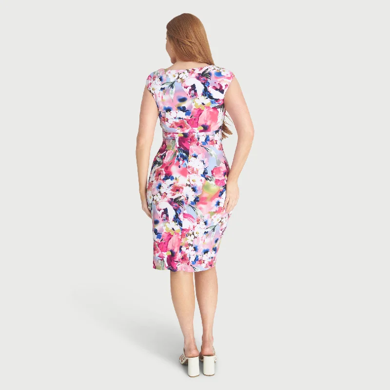 Penelope Salmon Floral Sleeveless Dress